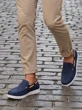 Men's Moccasins Driving Comfort Slip on Loafers Boat Shoes Navy Size 9-12